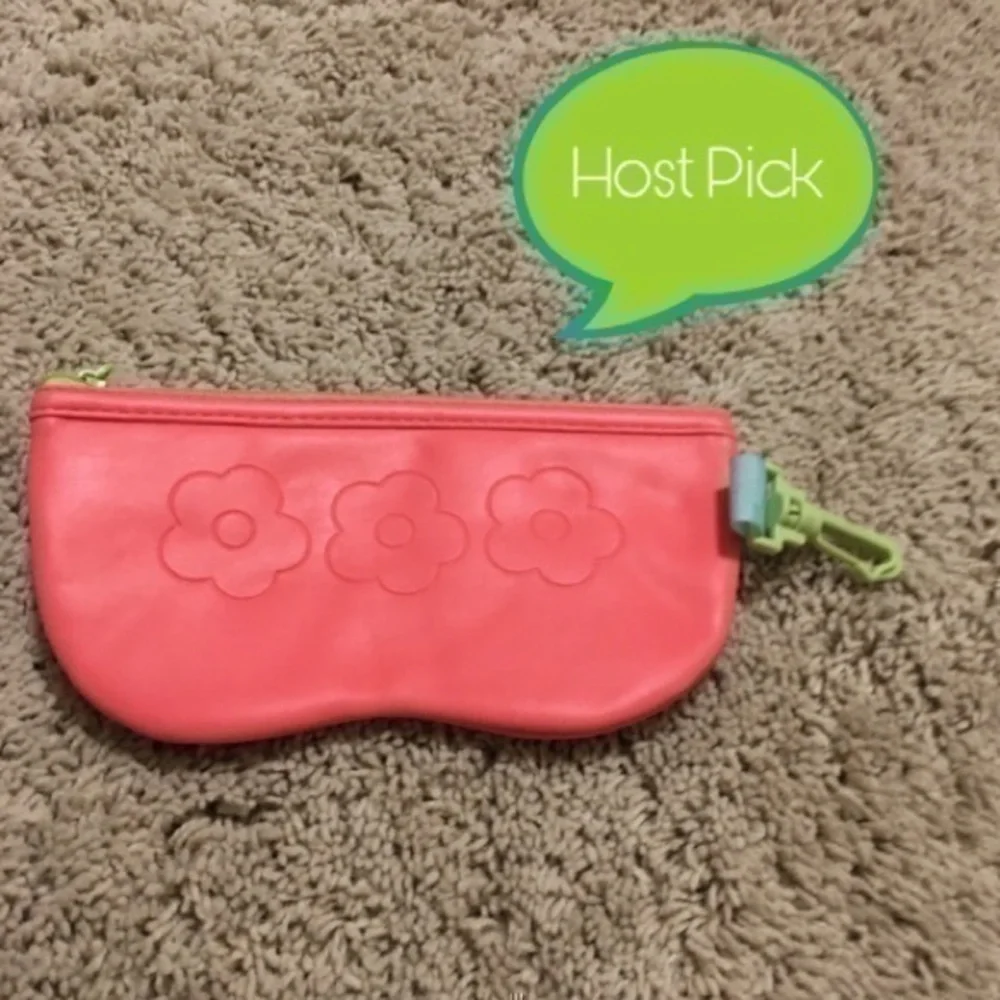 pink flower clinique soft padded glasses case